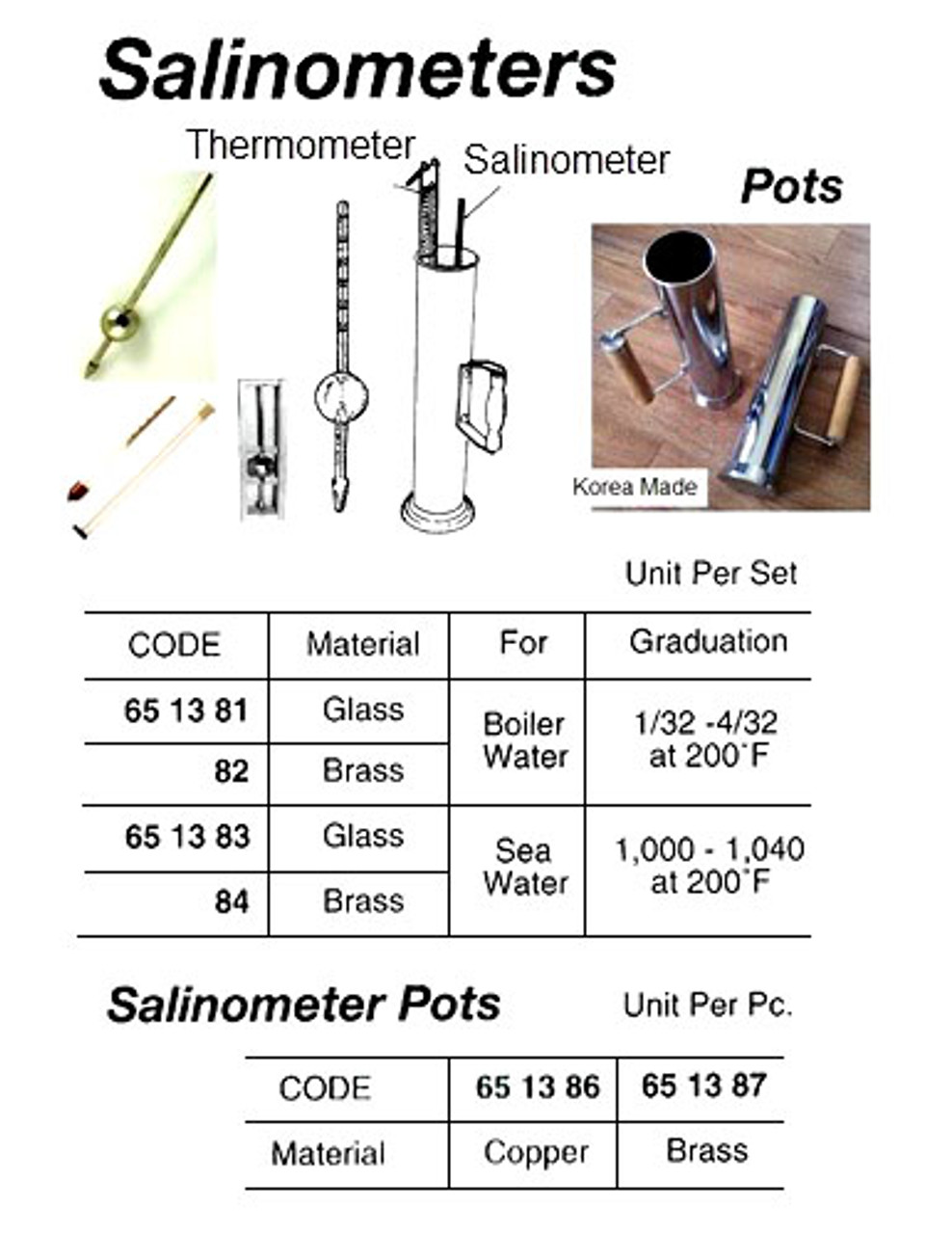 IMPA 651382 SALINOMETER FOR BOILERWATER METAL Graduation 0-4/32