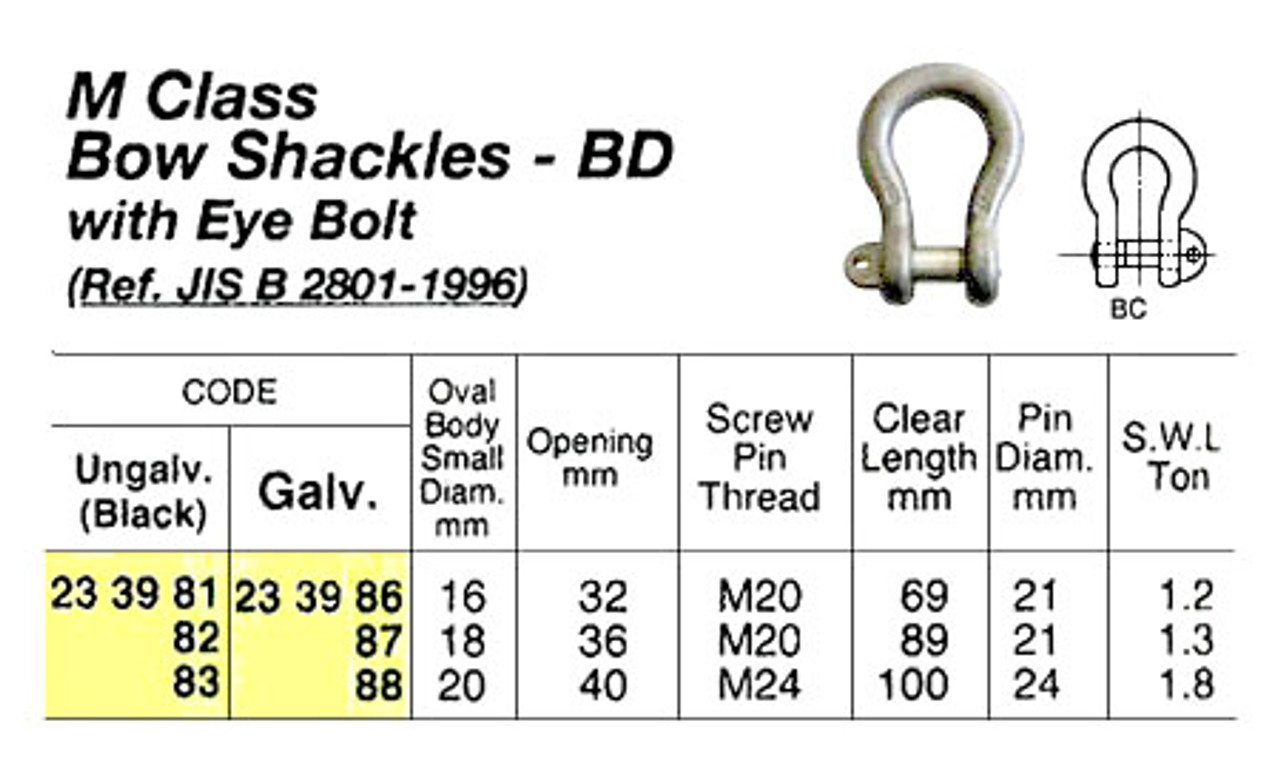 IMPA 233986 SCREW PIN BOW SHACKLE GALV. 16x16x32mm (0,8 ton)