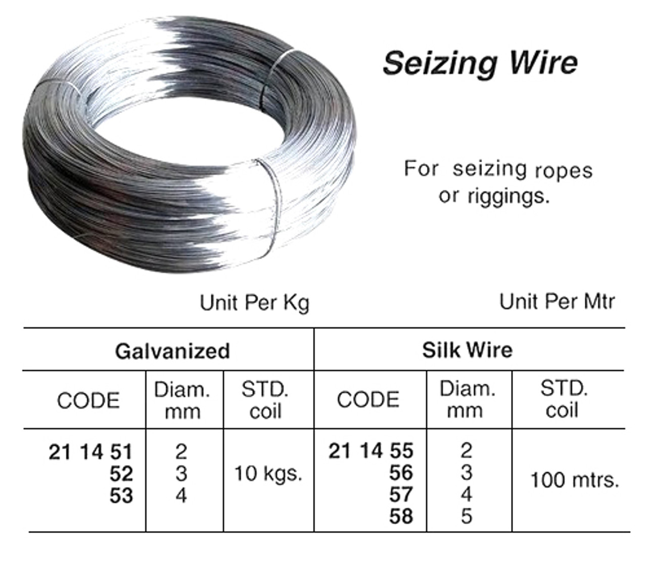 IMPA 211452 SEIZING WIRE GALVANIZED 3MM DIA, 3KGS (1KG = APPROX. 24MTR)