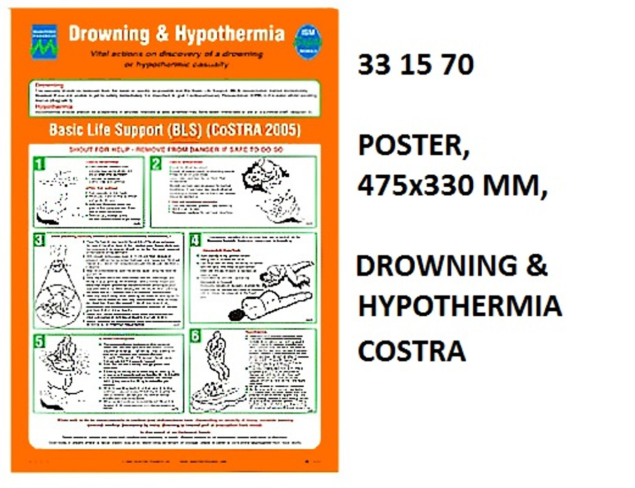 IMPA 331570 Self adhesive poster - Drowning & hypothermia poster