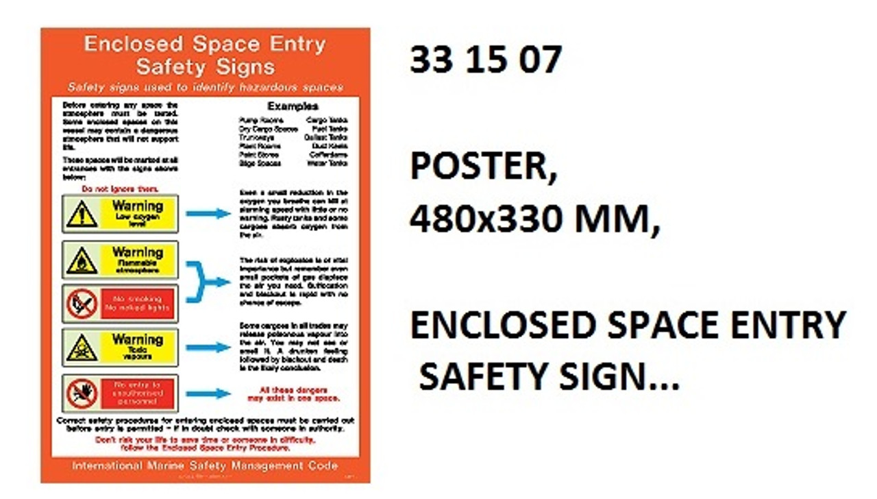 IMPA 331507 Self adhesive poster - Enclosed space entry safety signs