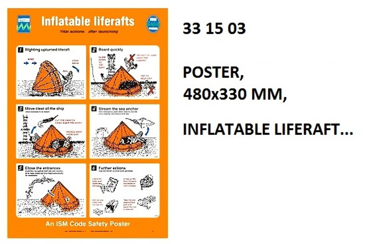 IMPA 331503 Self adhesive poster - Inflatable liferaft vital actions