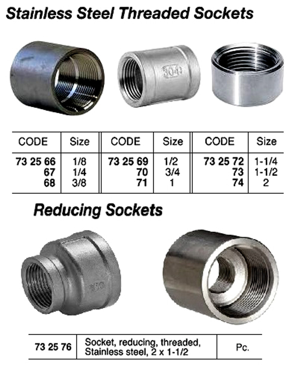 IMPA 732570 SOCKET STAINLESS STEEL BSP 3/4