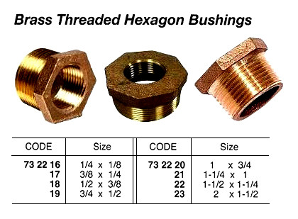 IMPA 732221 BUSHING HEXAGON 3241 BRASS BSP 1 1/4"x 1"
