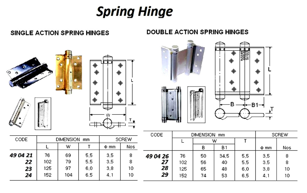 IMPA 490422 SPRING HINGE 100mm SINGLE ACTION