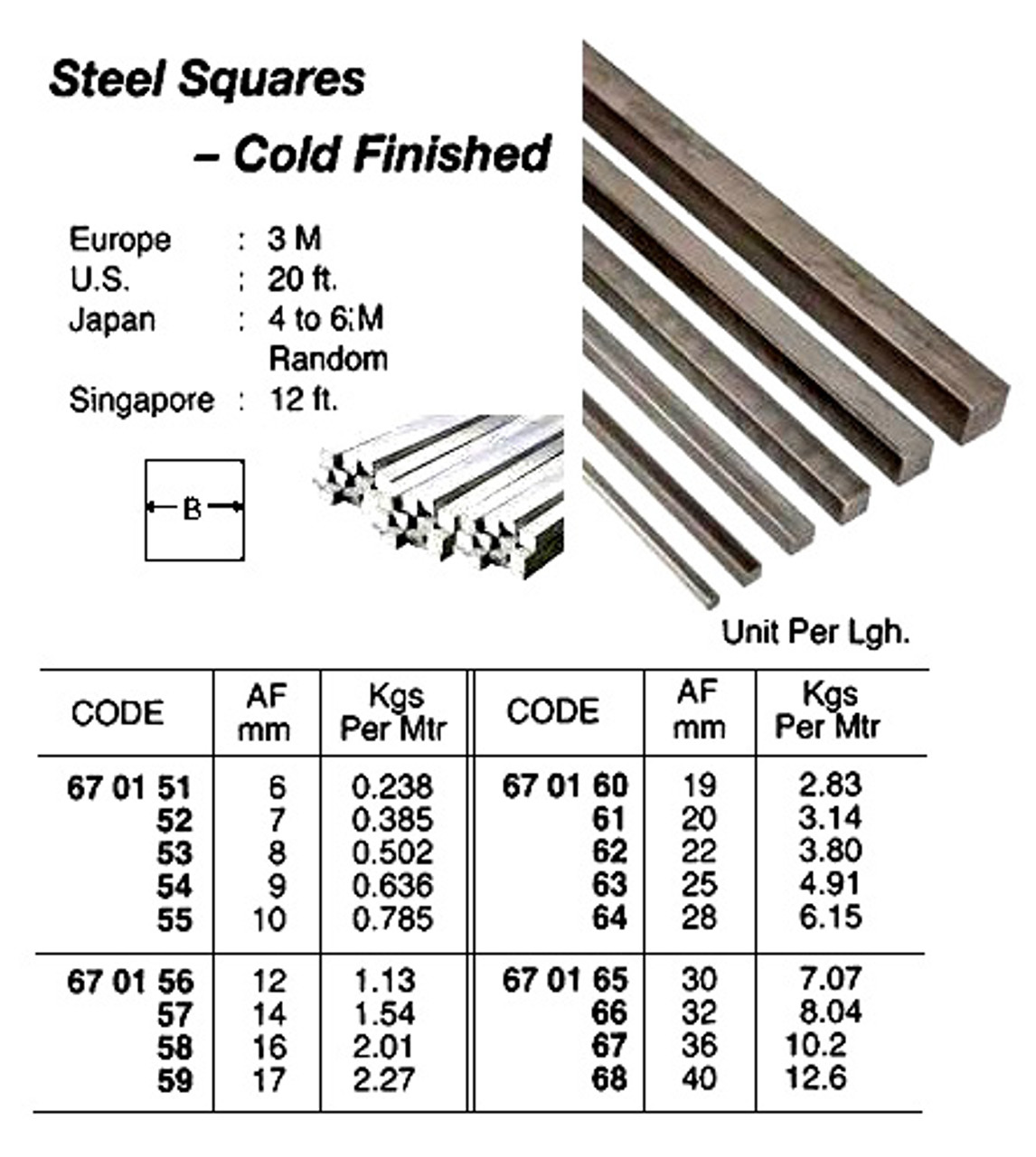 IMPA 670156 Square bar cold-finished St37,0 12