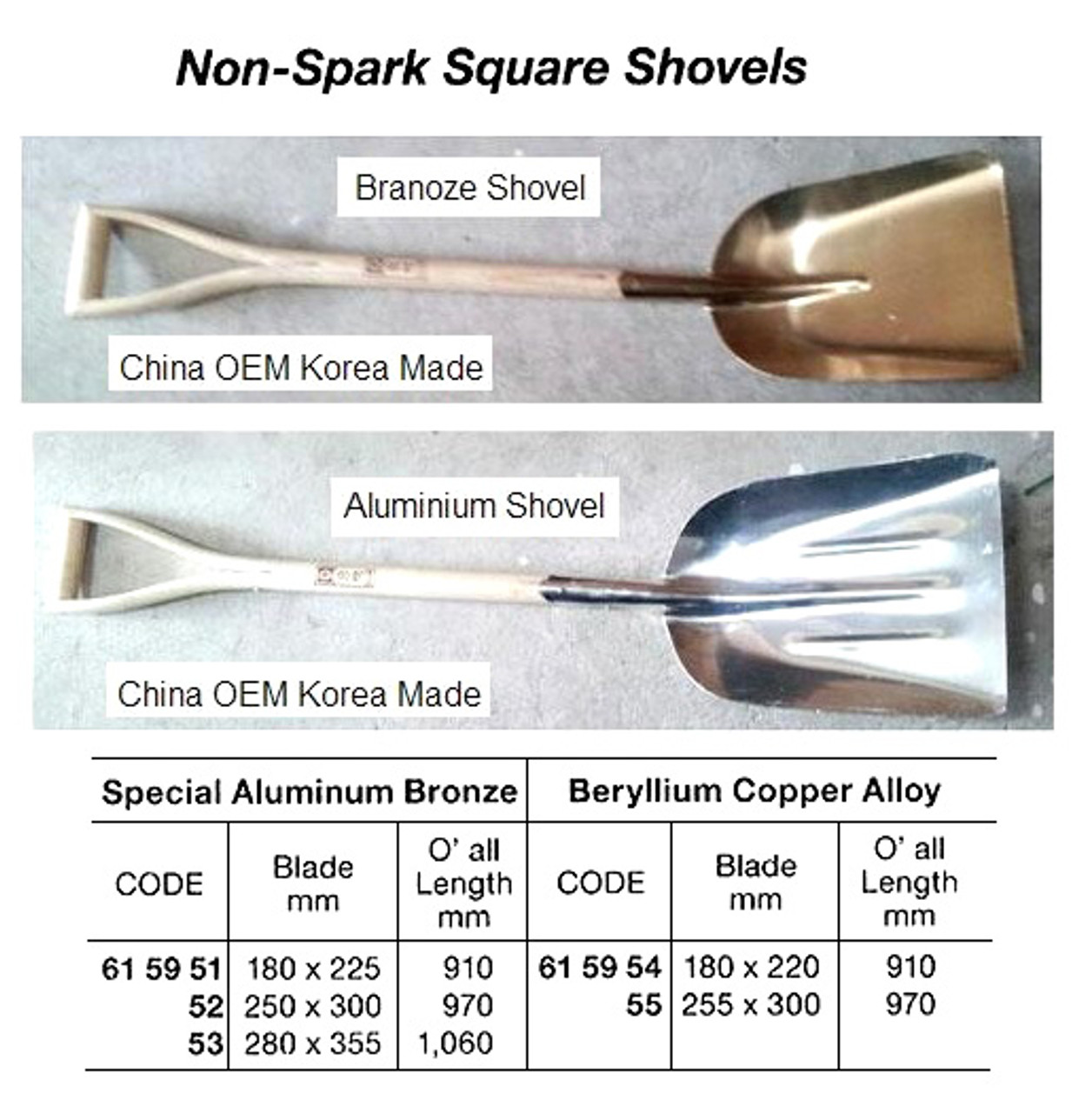 IMPA 615952 SQUARE SHOVEL 240x290mm ALUMINIUM-BRONZE NON-SPARK