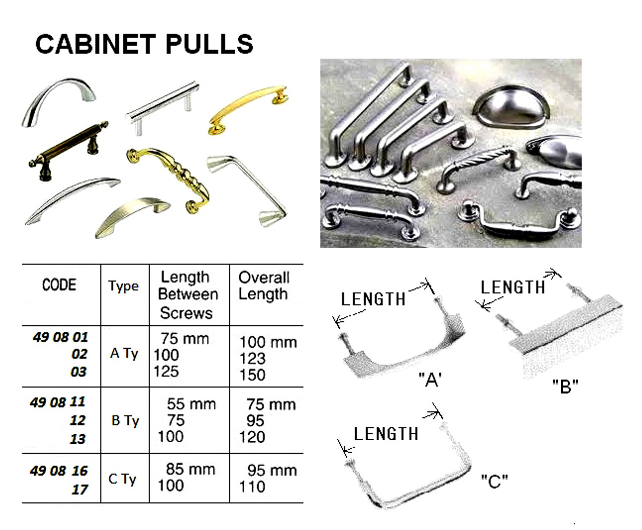 IMPA 490802 CABINET PULL ALUMINIUM 130mm with 2 screws