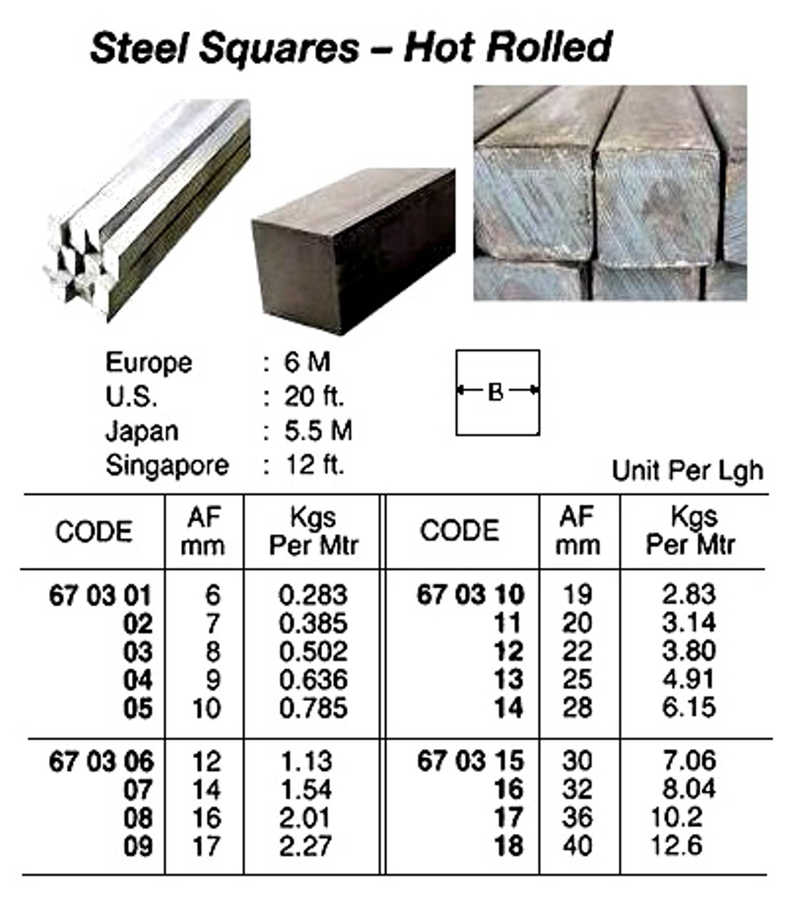 IMPA 670311 Steel Square bar hot rolled St 37,0  20 mm