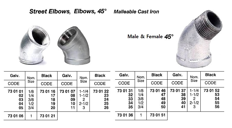 IMPA 730146 STREET ELBOW 41+280-45degr BSP 1/8" male/female GALV.