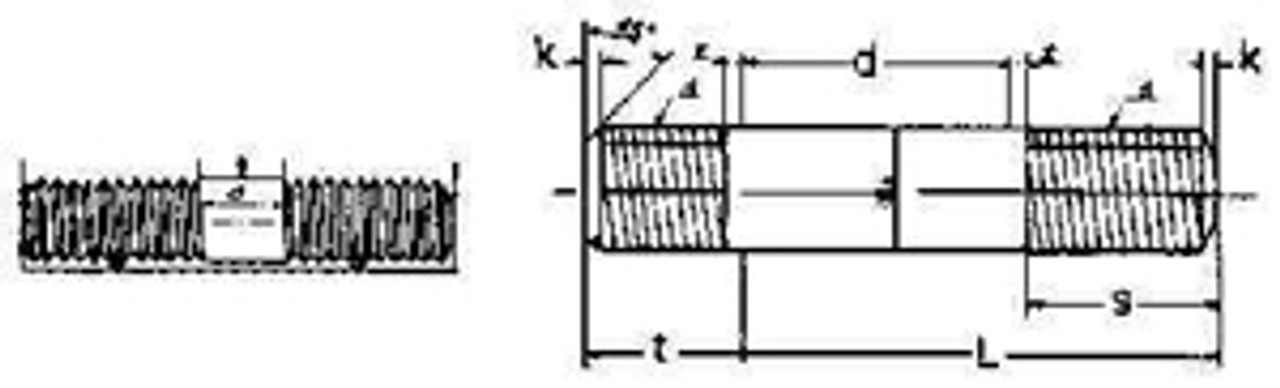 IMPA 691501 STUD BOLT M8x25 /total 33mm DIN 938-STEEL 8.8