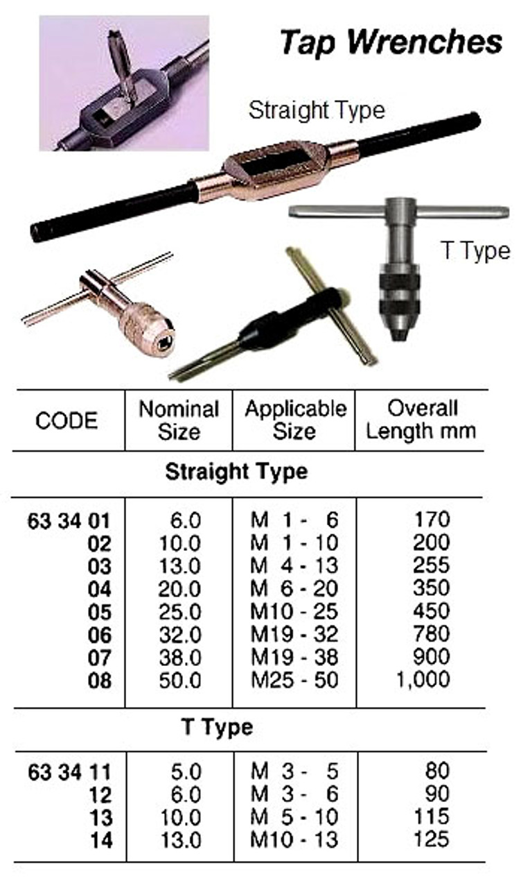 IMPA 633407 TAP WRENCH STRAIGHT TYPE No.6 FOR HAND TAPS M18-M42