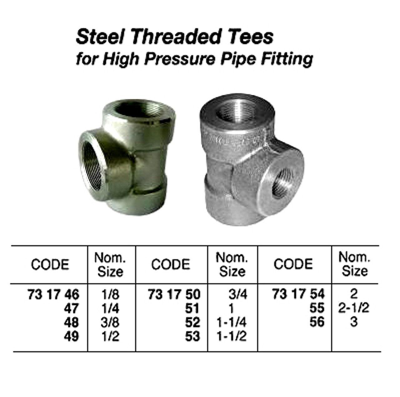 IMPA 731750 TEE STEEL 3000psi-NPT 3/4"