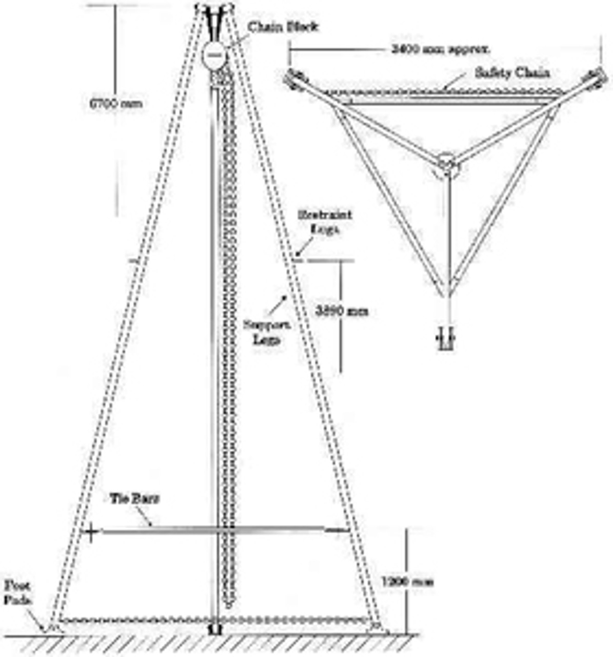 IMPA 592151 Tripod, steel leg length 3 mtr. air winch 25 mtr. cable TPLW3000ST - On request