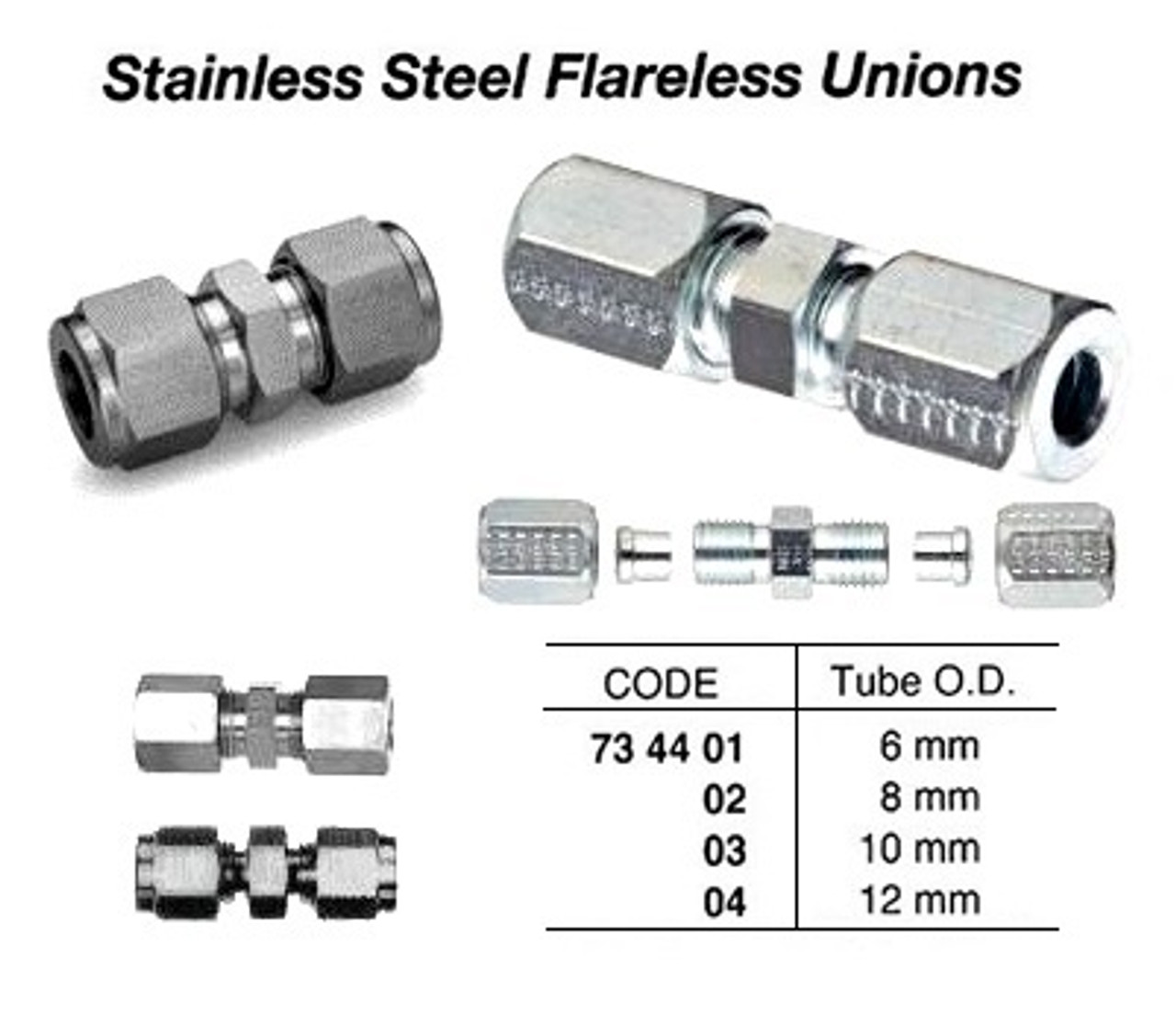 IMPA 734404 UNION STAINLESS STEEL WITH CUTTING RING 12mm (L)