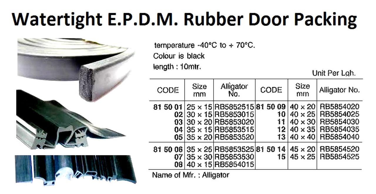 IMPA 815009 WATERTIGHT DOORPACKING 40 X 20 MM 10 MTR BLACK
