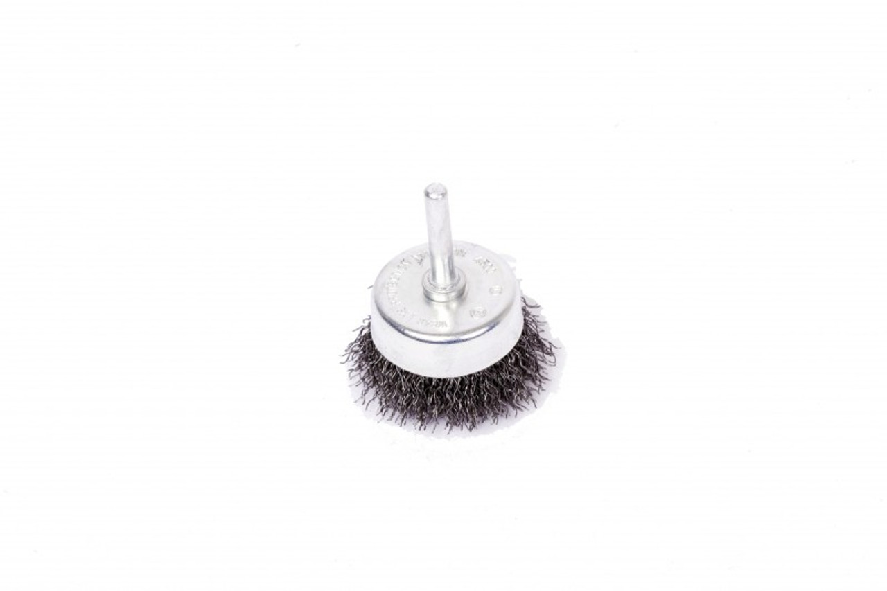 IMPA 510787 Wire cup brush, shaft welded type, standard cup, Diam 50 mm, Arbor 6 mm, Steel TETRA