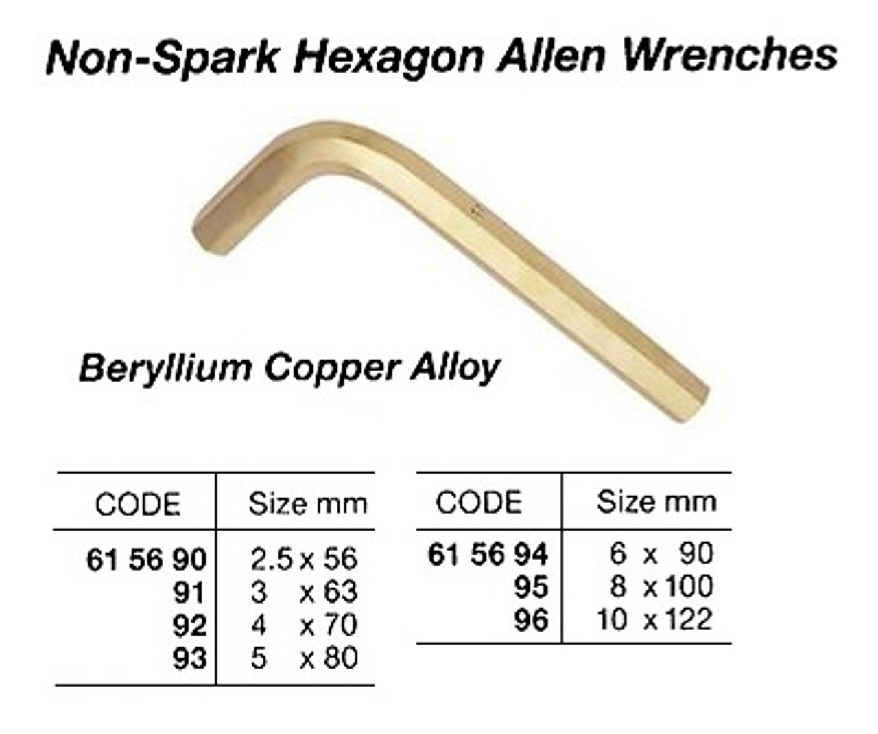 IMPA 615692 WRENCH ALLEN HEXAGON NON-SPARK BEALON 4MM