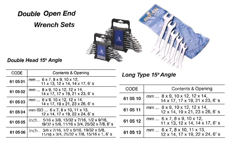 IMPA 610511 WRENCH DOUBLE OPEN END SET 8-26mm 6pcs TRANSTIME