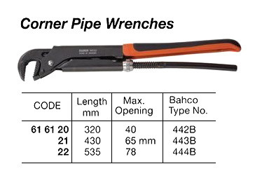 IMPA 616121 WRENCH PIPE CORNER 420mm pipe capacity 1 1/2" CHINA