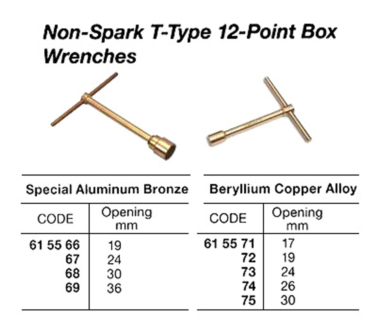 IMPA 615567 WRENCH SOCKET WITH T-HANDLE 24mm ALU-BRONZE NON-SPARK