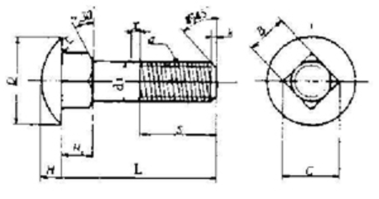 IMPA 691001 CAP HEAD SQUARE NECK BOLT WITH NUT M16x320 STEEL ZINC