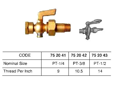 IMPA 752041 AIRCOCK BRASS 9 TPI PT 1/4" WITH HOSE END