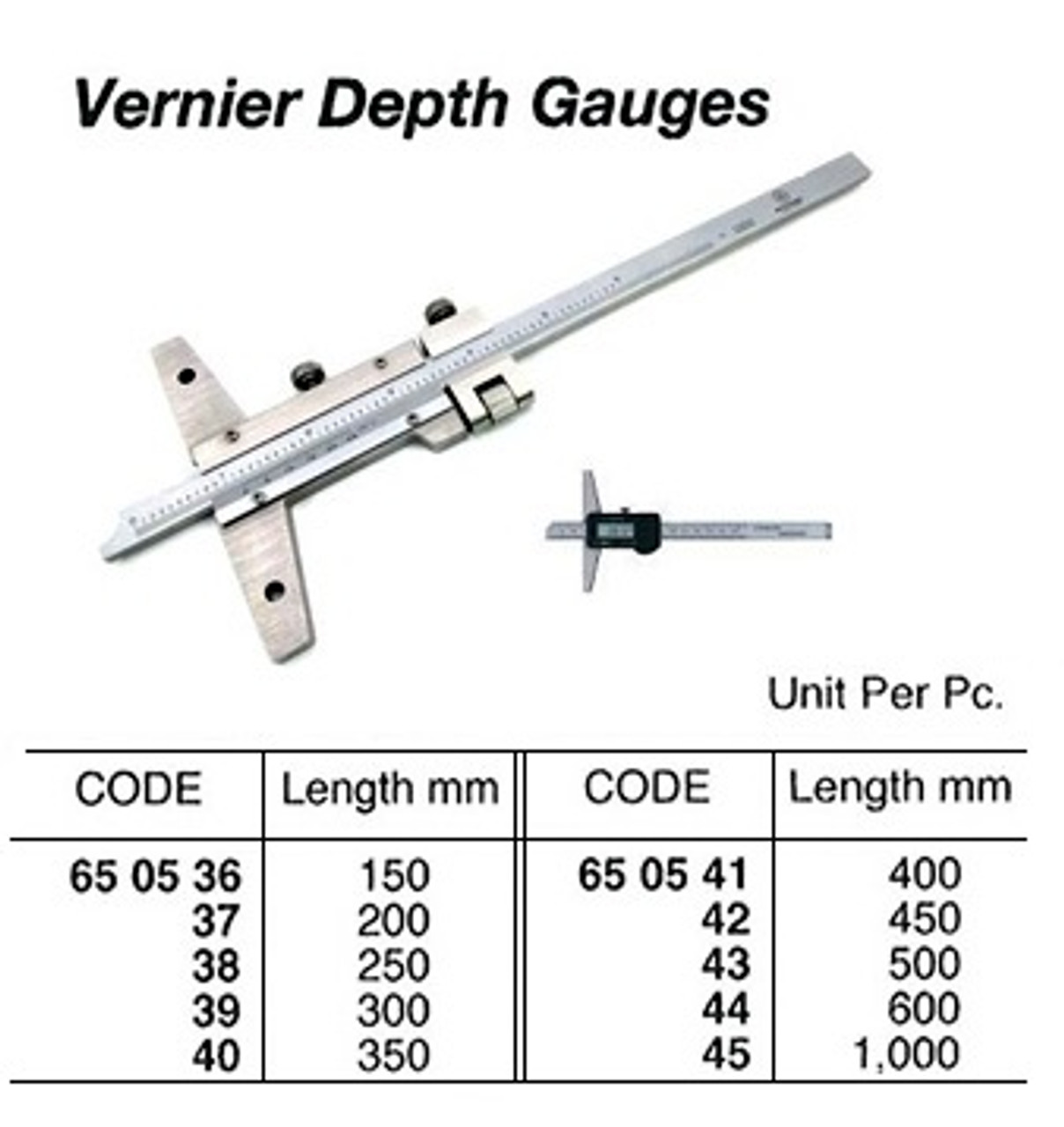 IMPA 650537 DEPTH GAUGE 200mm mm/inch