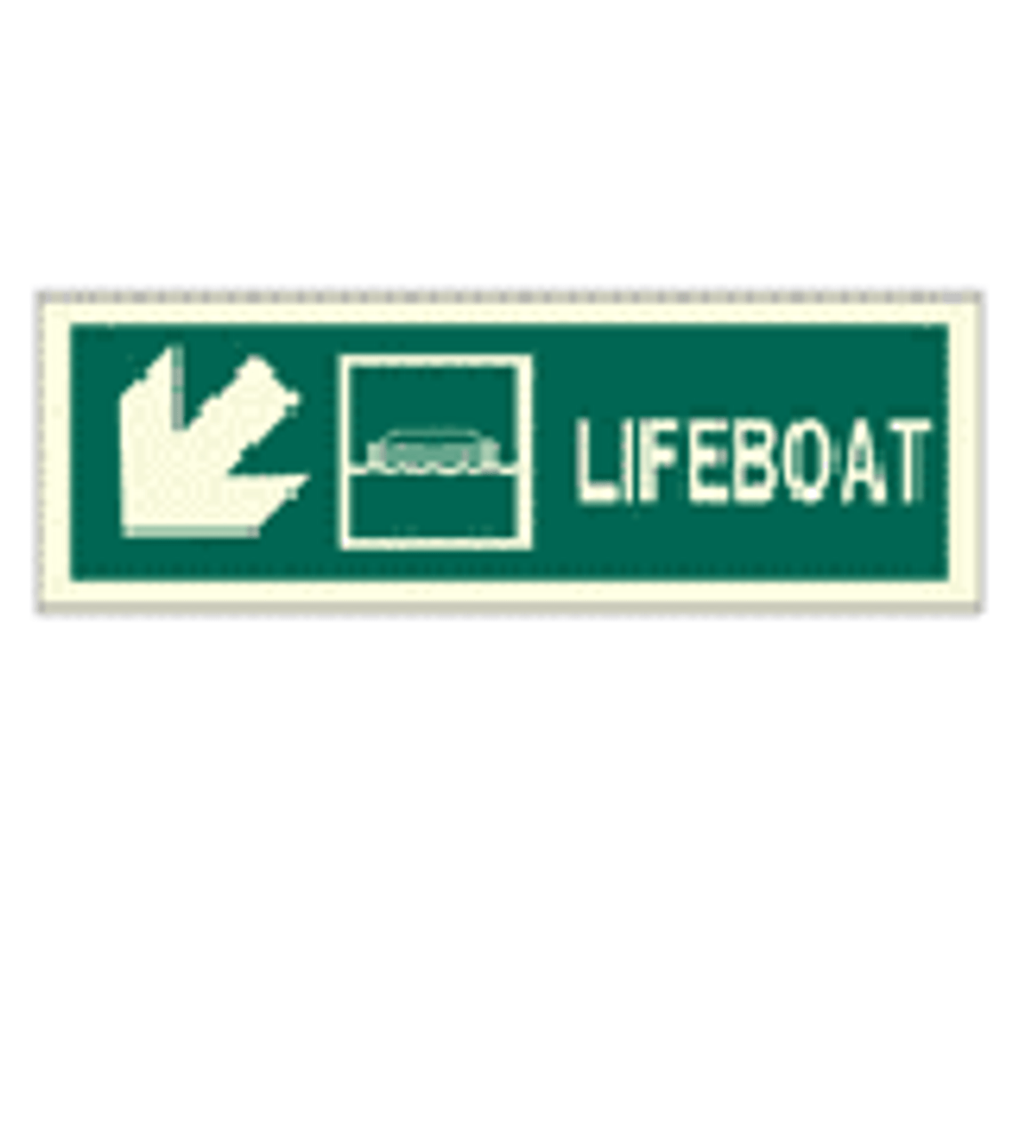 IMPA 334306 Direction sign (PV) - Lifeboat arrow left cross down