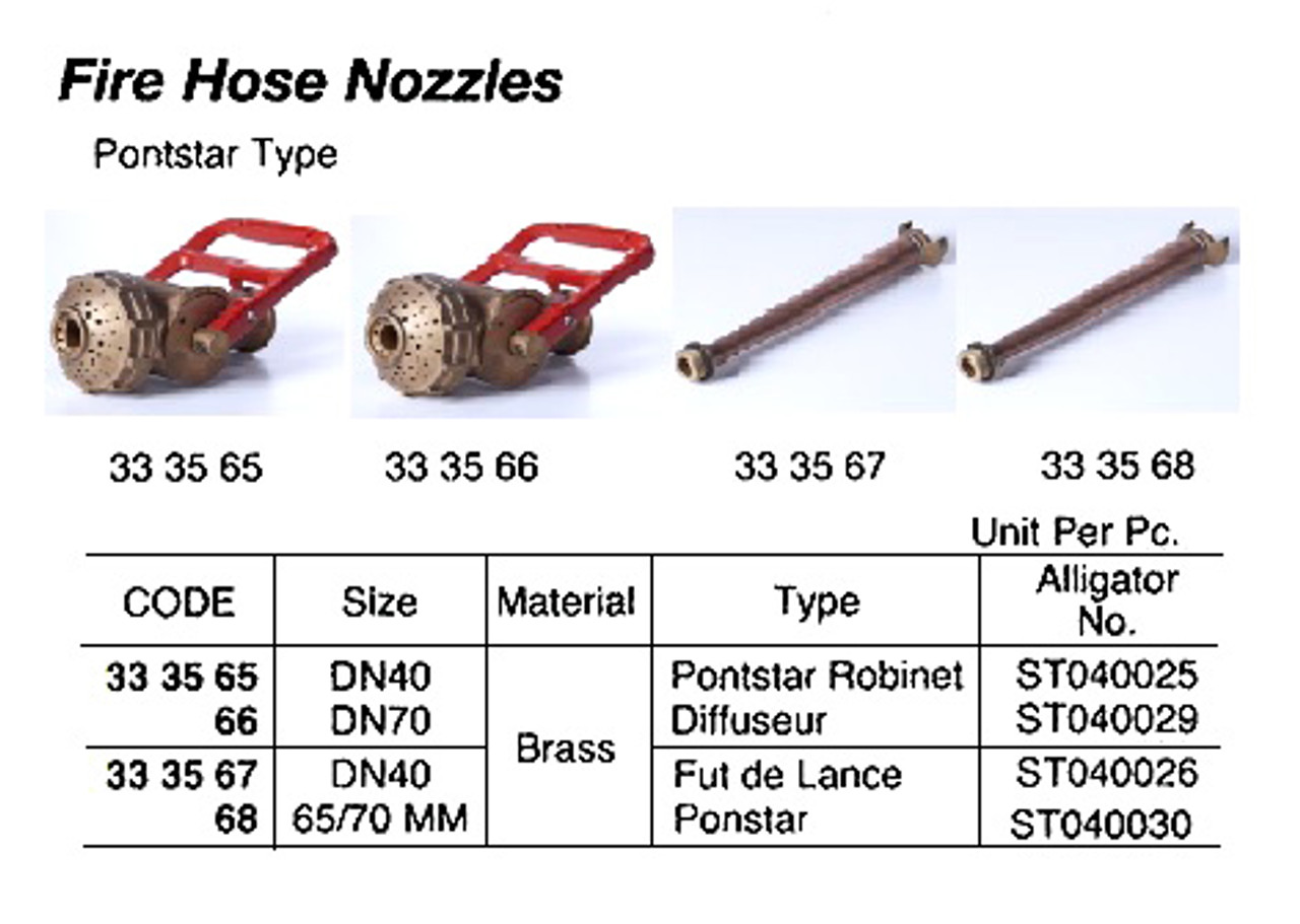 IMPA 333565 FIRE NOZZLE PONTSTAR ROBINET DIFFUSEUR BRASS DN 40