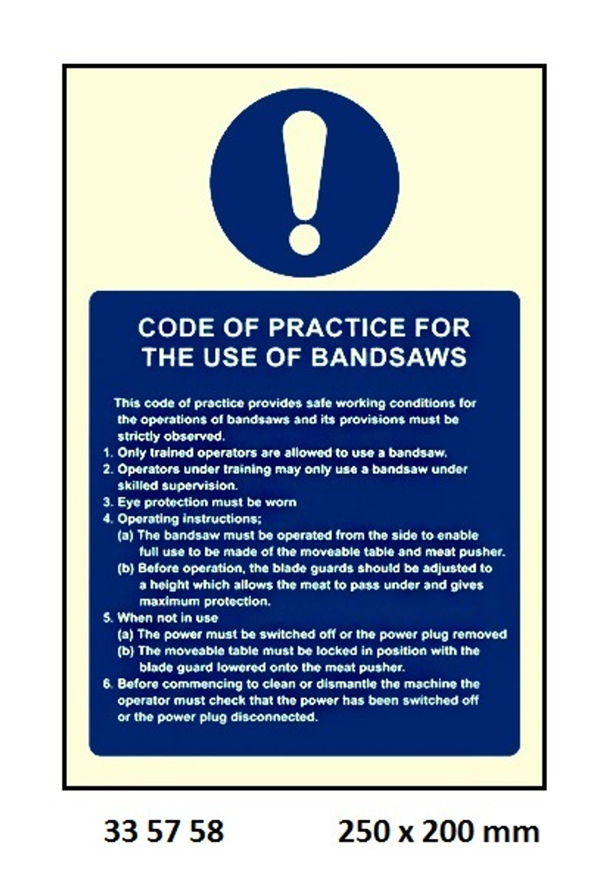 IMPA 335758 Galley sign - Code of practice for use of brandsaws