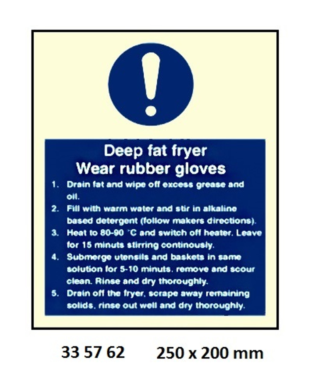 IMPA 335762 Galley sign - Deep fat Fryer - Wear rubber Gloves (200x250)