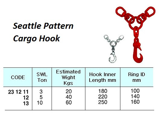 IMPA 231212 CARGO HOOK SEATLLE PATTERN 5 ton + cert.