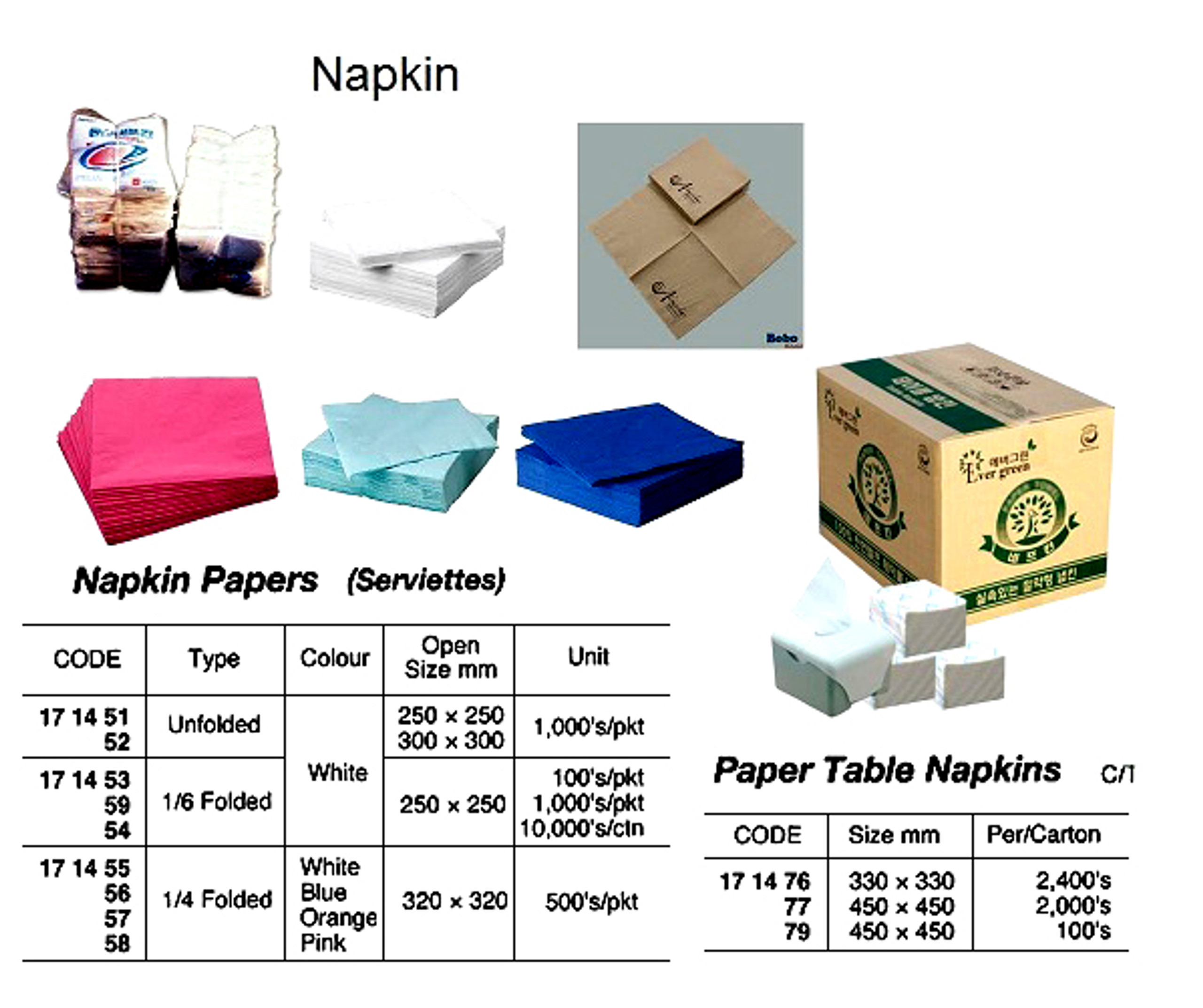 IMPA 171455 PAPER NAPKINS 330x330mm WHITE carton of 4500pcs.