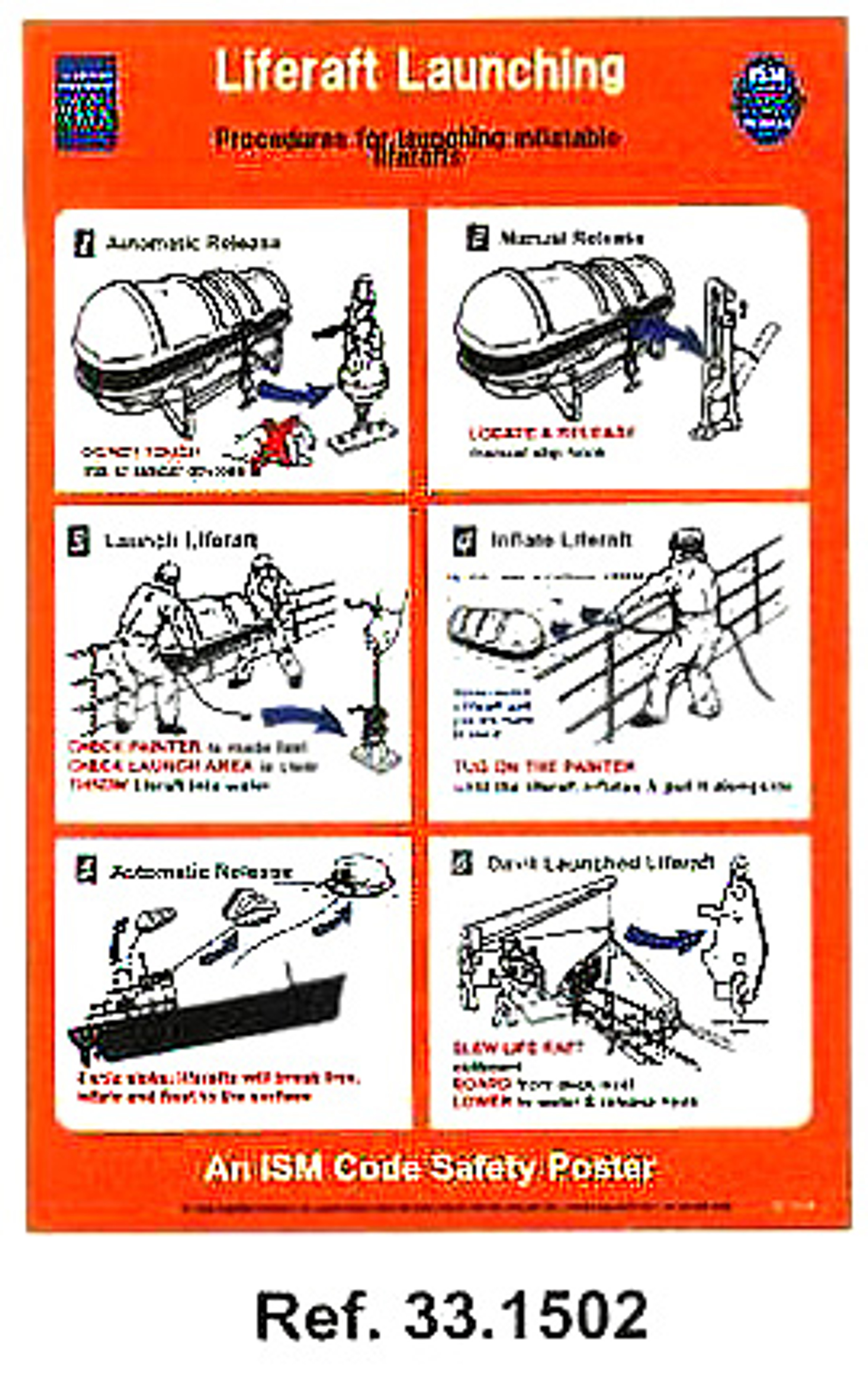 IMPA 331502 Self adhesive poster Liferaft launching procedures