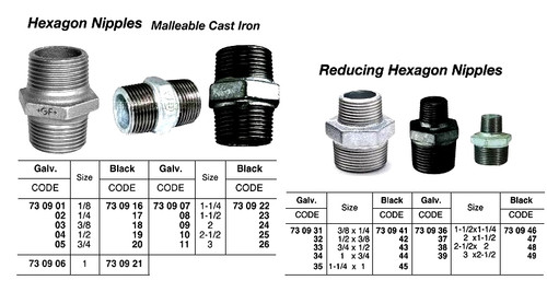 IMPA 730916 HEXAGON NIPPLE 280 GALV. BSP 1/8"