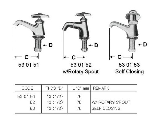 IMPA 530153 LAVATORY FAUCET CHROMED SHANKS AVON II (S7232AA) SELF CLOSING