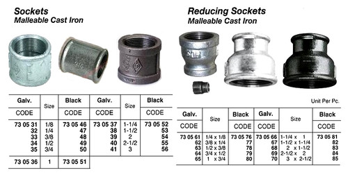 IMPA 730541 Malleable cast iron socket No. 270 galvanised,  3" BSP