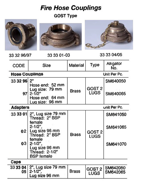 IMPA 333302 ADAPTER GOST 2 LUGS BRASS 96 MM 21/2