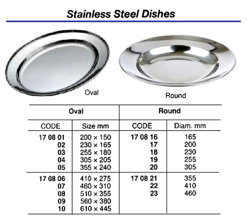IMPA 170806 MEAT PLATE 400mm OVAL STAINLESS STEEL
