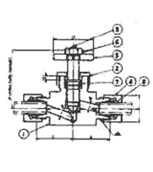 IMPA 750777 NEEDLE VALVE BRASS 8 MM PIPE X 8 MM PIPE WITH JOINT & NUT