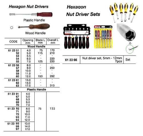 IMPA 612356 NUT DRIVER HEXAGON OPENING 8.0MM