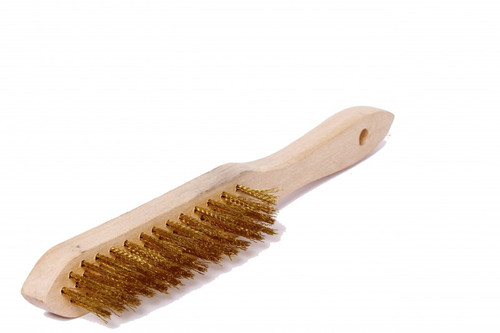 IMPA 510667 Brass wire handbrush, straigh handled wire brush with a length of 235 mm, average 4 x 20 rows. TETRA