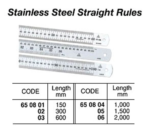 IMPA 650806 RULE STRAIGHT STAINLESS STEEL 2000MM