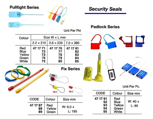 IMPA 471783 Security seals Pulltight 380 mm numbered - set a 100 Yellow