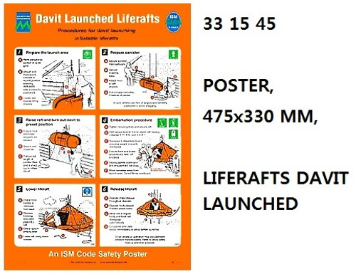 IMPA 331545 Self adhesive poster - Davit launched liferaft poster