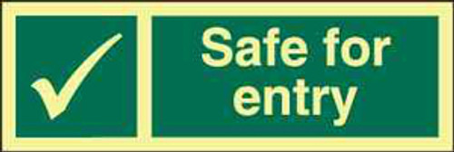 IMPA 334175 Self adhesive safety sign - Safe for Entry