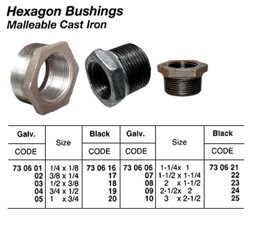 IMPA 730606 BUSHING HEXAGON 241 GALV. BSP 1 1/4