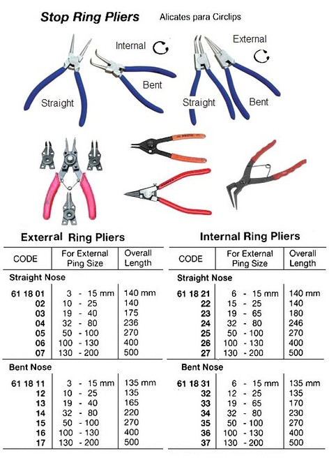 IMPA 611836 Stop ring plier - bent nose for internal ring 85-140 mm Orbis 57-850/1622 (deliverytime 2 days - ex works factory)