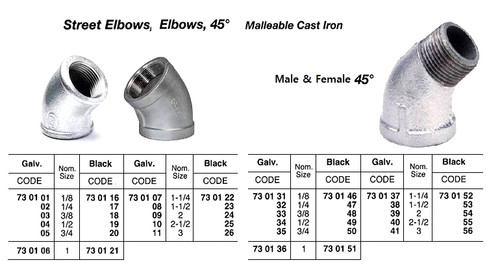 IMPA 730148 STREET ELBOW 41+280-45degr BSP 3/8" male/female GALV.